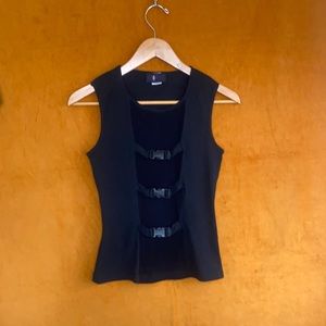 Morbid Threads raver/goth buckle front tank top